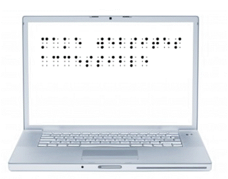 braille writing on a laptop screen