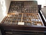 Upper case and lower case types for a typical eighteenth century printing press.